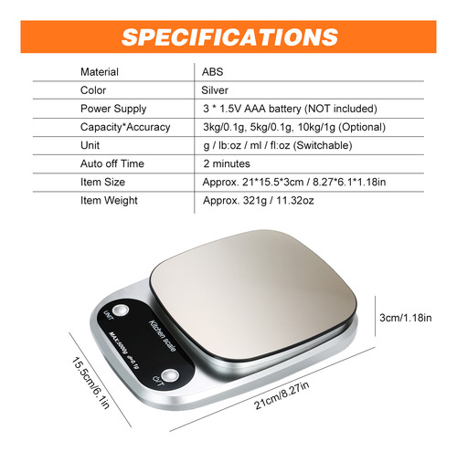Báscula Digital Portátil De Alta Precisión 5 Kg/0,1 G Para C