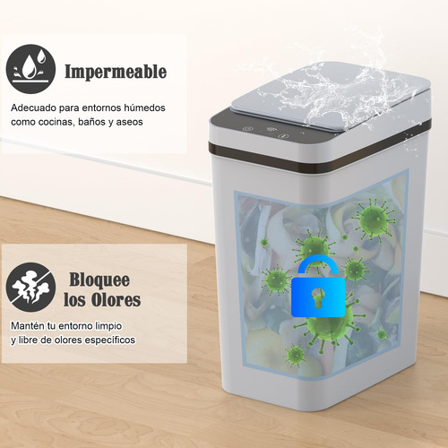 Cubo De Basura Automático Con Sensor, 12l Cubo De Basura
