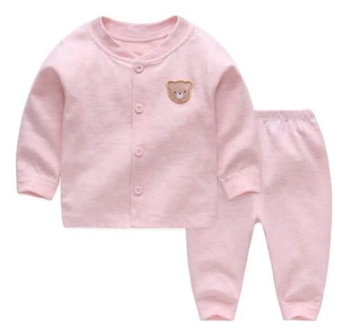 Set 2 Piezas Pijama Niña Oso Rosa Jump Kids 100% Algodón