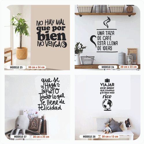 Imagen 4 de 10 de Vinilo Decorativo Frases Pared Vidrio Heladera Espejo Cocina