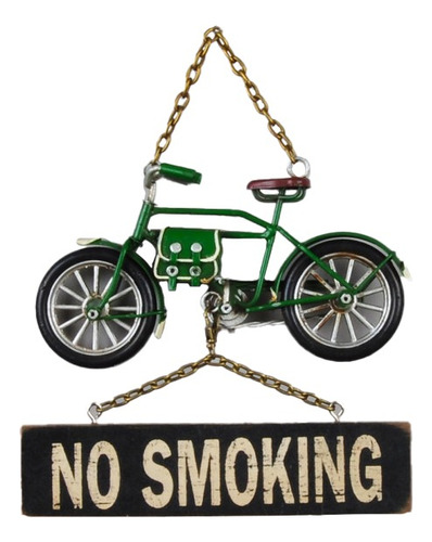 Cartel Decorativo No Fumar - Bicicleta Y Cadena 17x22cm