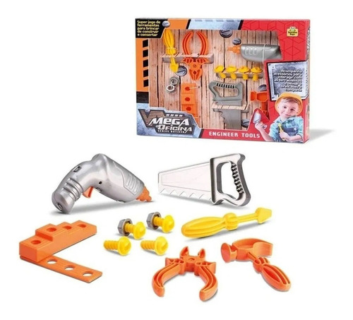 Kit Ferramentas De Brinquedo Infantil C/ 13 Pçs Mega Oficina