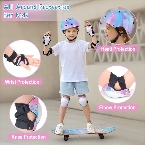 Casco Niños, Rodilleras Y Coderas De Unicornio, Protec...