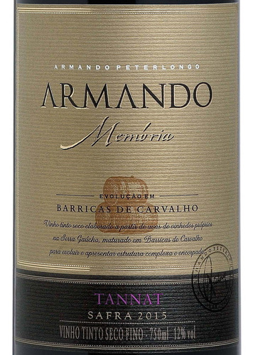 Vinho Peterlongo Armando Memória Tannat 750ml