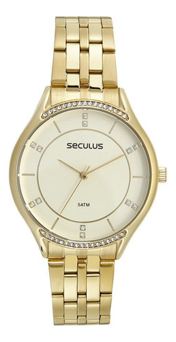 Relógio Seculus Feminino 77115lpsvds4 Dourado 4,0cm