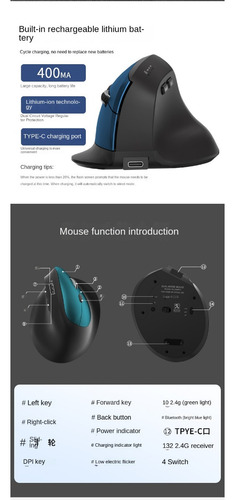 Nuevo Ratón Vertical Ergonómico True Triple Mod 2.4g