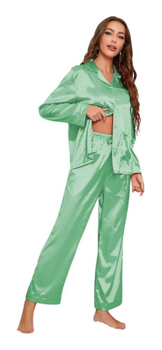 Conjunto De Pijama De Satén De Seda Para Mujer, Camiseta Y P