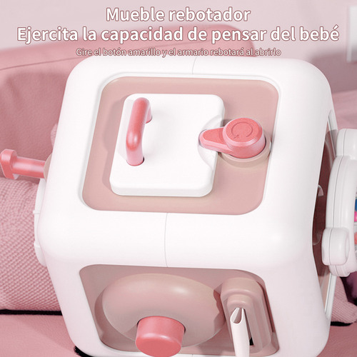 Juguete Didactico Para Bebes Montessori 6 En 1 Cubo Juguetes Estimulacion Para Bebes De 6 meses/1 ano Rosa Hong Jie Toys