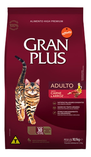 Ração Granplus Para Gatos Adultos Sabor Carne E Arroz - 3kg