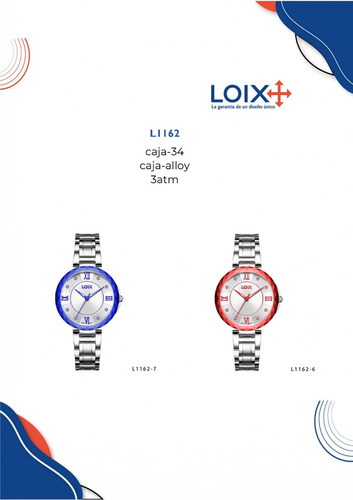 Reloj Loix® Ref: L1162 Dama Plateado Acereo