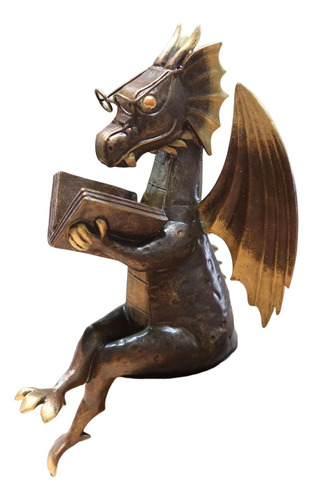Estatua De Libro De Lectura De Dragón, Decoración De