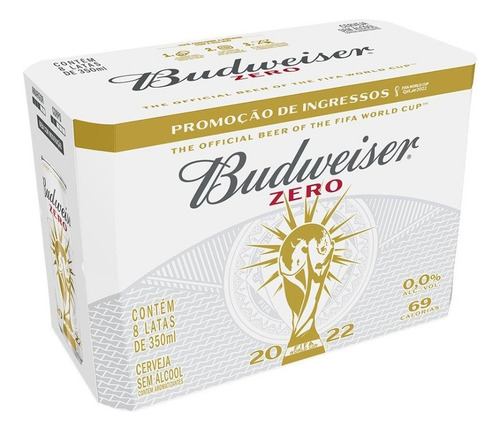 Cerveja Budweiser Zero Sleek 350 Ml - Caixa Com 8 Unidades