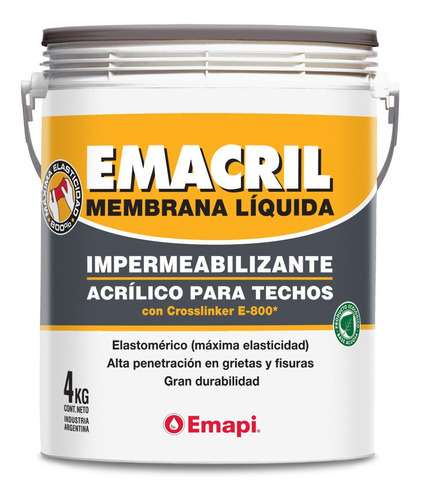 Emacril Membrana Liquida Emapi X 1 Kg Acabado Blanco