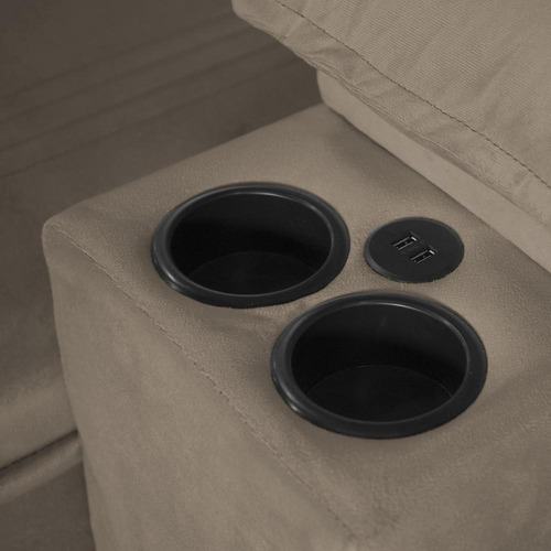 Sofá Retrátil Tesla 2,80m Usb E Porta Copo Suede Tabaco