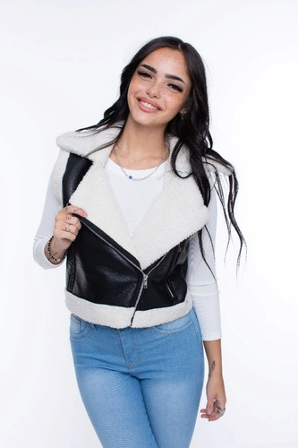 Chaleco Gamulan Ecocuero Mujer Corderito Blanco 641