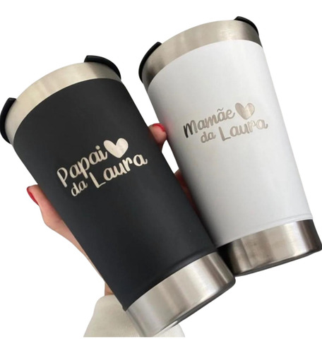 Kit 2 Copos Térmico Personalizado Dindo Dinda Padrinhos