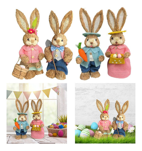 4 Piezas De Pie De Pascua Figurita Muñeca 35cm Adornos