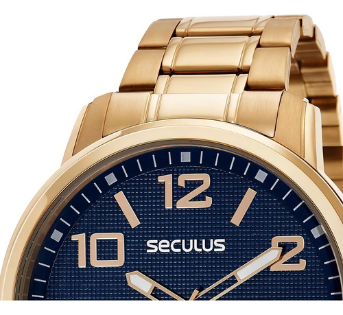 Relógio Dourado Analógico Masculino Seculus 44094gpsvda3
