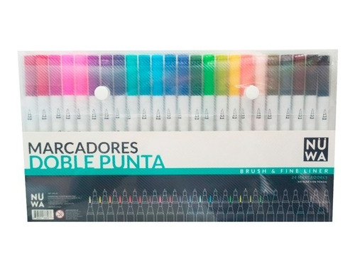 Marcadores Nuwa Doble Punta Brush Fine X 24 Unidades