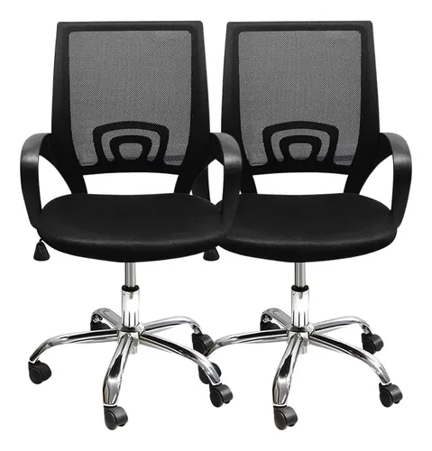 comprar Paquete Ahorro 2 Sillas Oficina Escritorio Ejecutiva Negro Home Office Altura Ajustable Regulable Para Negocios Con Rueditas Estudio Ergonómica Giratoria Reclinable Cómoda Duradera Tapizado Respirable