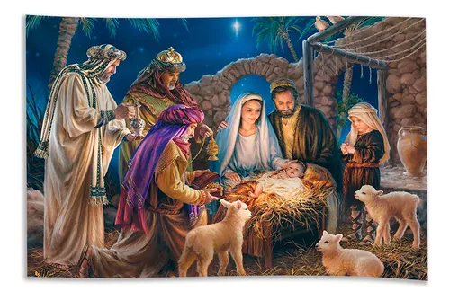 Painel Festa Presépio Natal Jesus 2,00 M X 1,80 M Lona Fosca