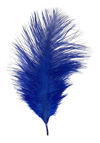 Pluma De Avestruz Confete 5 A 12 Cm - Azul Royal