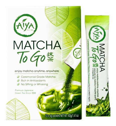 Aiya Matcha To Go - Paquetes De Una Sola Porcion, Te Verde M