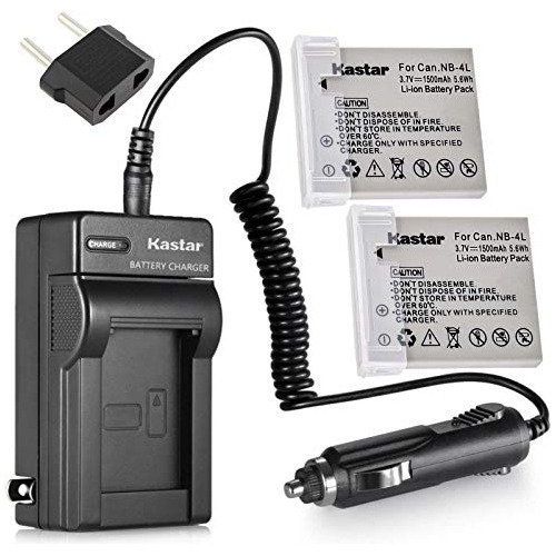 Cargador Adaptador De Automóvil 2 Batería Canon Nb 4l...