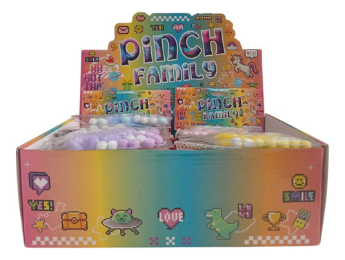 Squishy Pinch Family Waffles Con Pelos Antiestrés Toyz Rosa Chicle