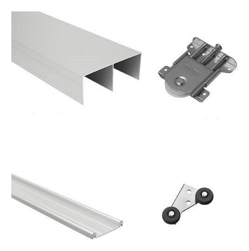 Kit Frente Corredizo Rieles Aluminio 2 Metros Para 2 Puertas