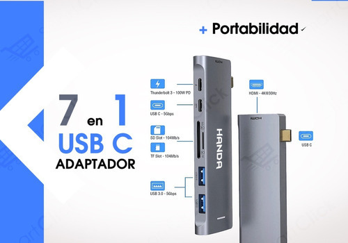 Adaptador Macbook Pro Air Hdmi Usb C Hub 3.0 4k Micro Sd 7-1 Color 1 Salida Usb C