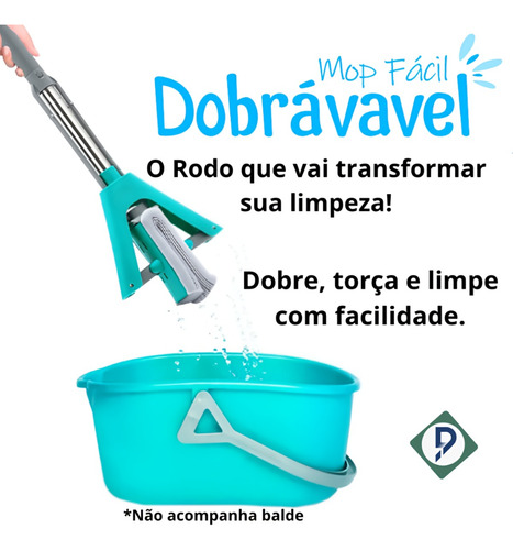 Rodo Mop Fácil Dobrável Torce E Seca Com Espuma Absorvente