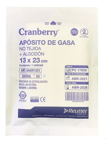 Apósito De Gasa No Tejida + Algodón 13x23 Bolsa De 10 Uni