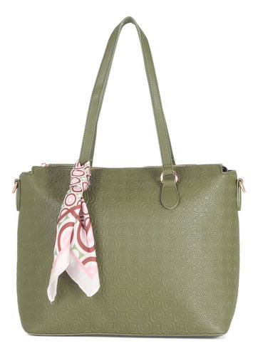 Bolsa Satchel Para Mujer Cloe Troquelado A Círculos Color Verde