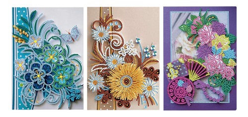 3 Cuaderno Pintura Diamante 5d Flor Cubierta Cuero Forma A5