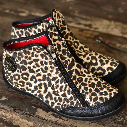 Zapatillas Tipo Botitas Cierre Diseño Urbano Animal Print