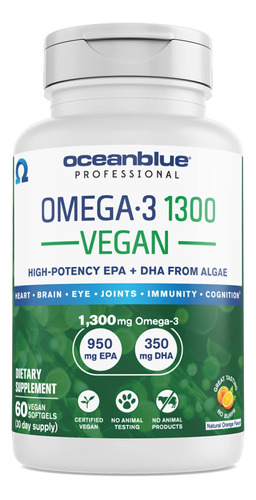 Oceanblue Vegano Omega-3 1300 - 60 Ct - Suplemento Vegano Om