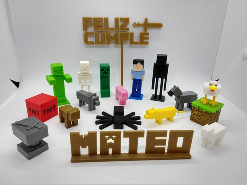 Adorno Para Torta Minecraft.+40 Llaveros+40 Anillos