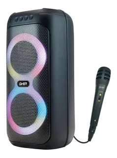 Bafle Ghia Amplificador Recargable Doble Bocina 4 Pulg BT USB TWS Mic FM Luz Secuencial