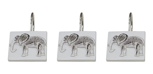 Ganchos Para Cortina De Baño Con Diseño Elephant Artesanal 