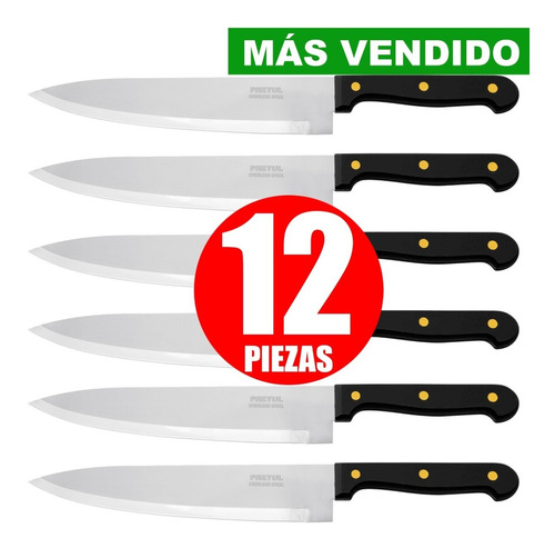 Cuchillo De Chef 12 Piezas 8'' Mango Plástico C23091