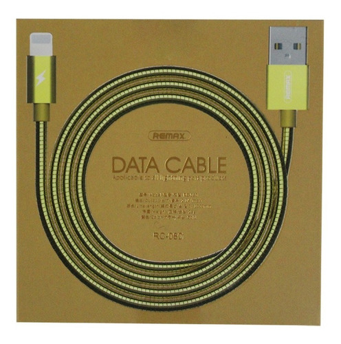 Cable Remax Metalico Lightning P/ Iphne 5 6 7 Plus 8+ 9 X 11 Color Dorado