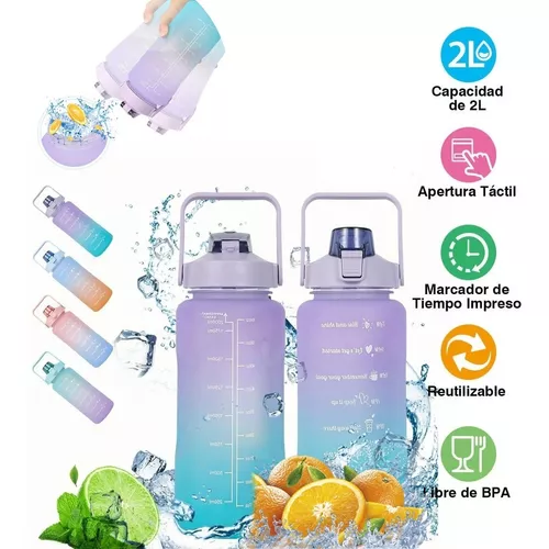 Botella de agua de 1,5 litros, sin BPA, botella de agua deportiva grande de  1500 ml con pajita y marca de tiempo, el mejor accesorio para deportes,  fitness, correr y senderismo