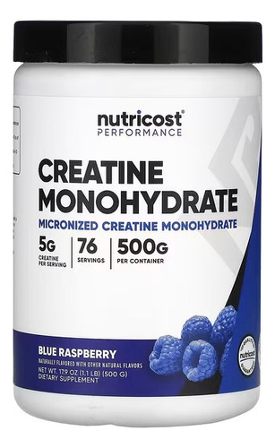 Nutricost Performance Monohidrato De Creatina 500 G Sabor Frambuesa Azul