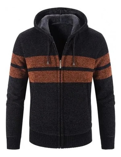 Suéter Con Capucha A Rayas Para Hombre, Suéter Con Bolsillos