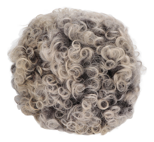 Pelucas Cortas Y Rizadas Para Mujer, Color Gris Degradado, A