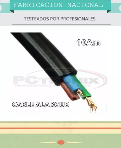 Alargue Prolongador 10 Metros Cable 3x1 C/ Ficha Tipo Richi