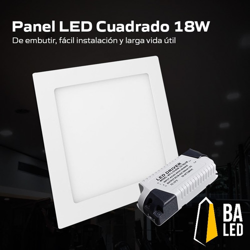 Imagen 6 de 10 de Plafon Led Spot Cuadrado 18w Embutir Panel Marco Blanco