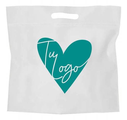 50 Eco Bolsa Con Logo Un  Color Ambas Caras 45x40x10 M/r