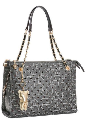 Bolso de hombro Chenson New Crystal Strass con 3 compartimentos, negro